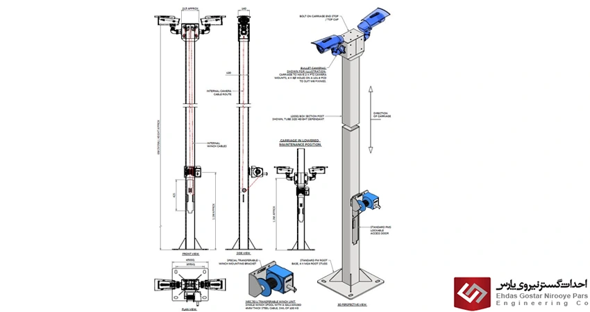 جزئیات فنی و ساختاری دکل دوربین